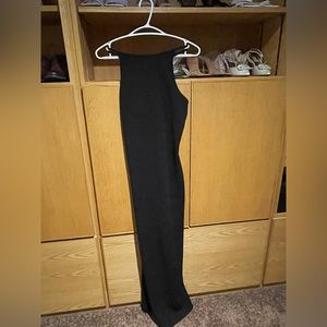 Stretchy, maxi, racer back black tight dress with slit - small